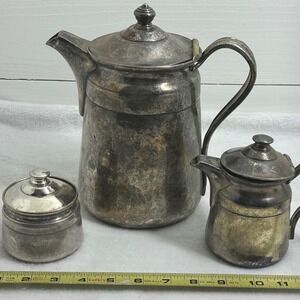 Vintage Reed & Barton Silver Soldered Coffee Tea Set Fairmont Hotel 3pc Patina